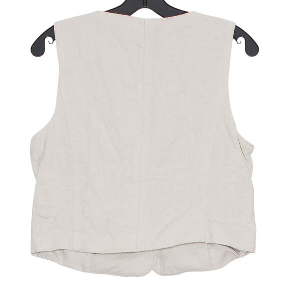 Rachel Zoe Vest Linen Minimalist Cottage Neutral Preppy Waistcoat Button Up 6 - Picture 4 of 5